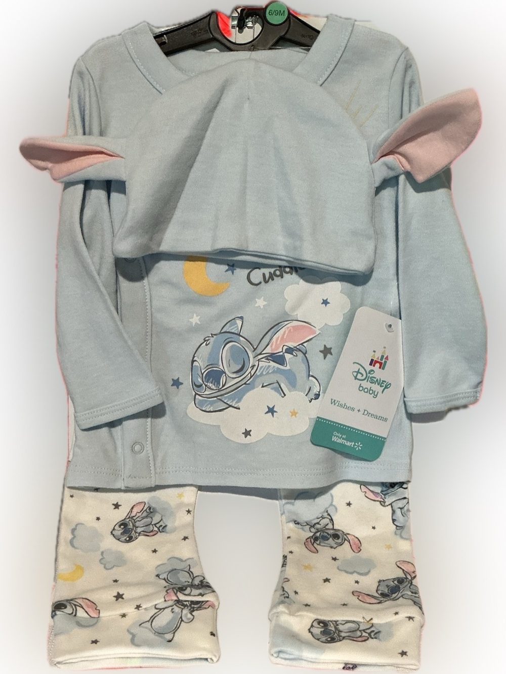 Disney Baby Light Blue Stitch Pajama Set with Hat and Printed Pants